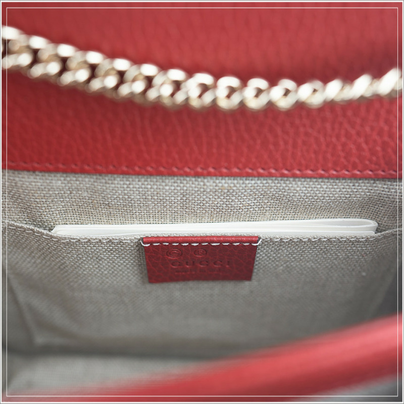 GUCCI 紅色皮革鏈條單肩包 510304-14