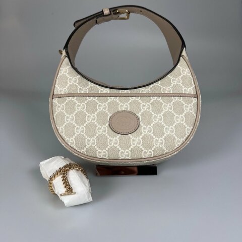 全新品 GUCCI 726843 OPHIDIA燕麥色月亮包