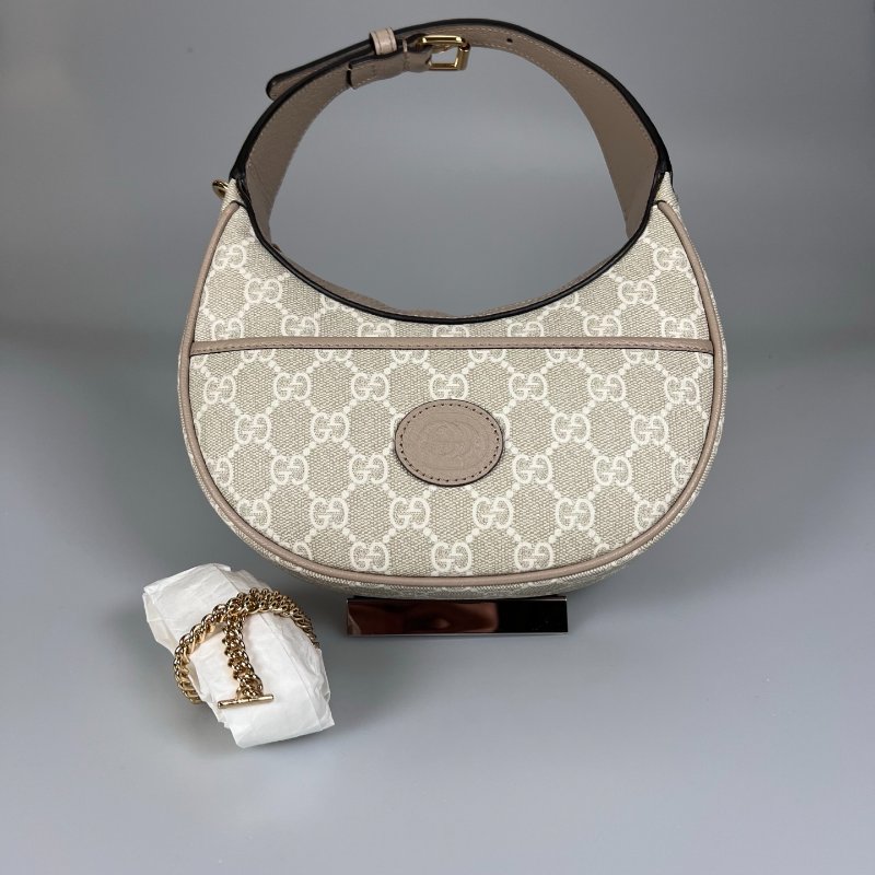 全新品 GUCCI 726843 OPHIDIA燕麥色月亮包-0