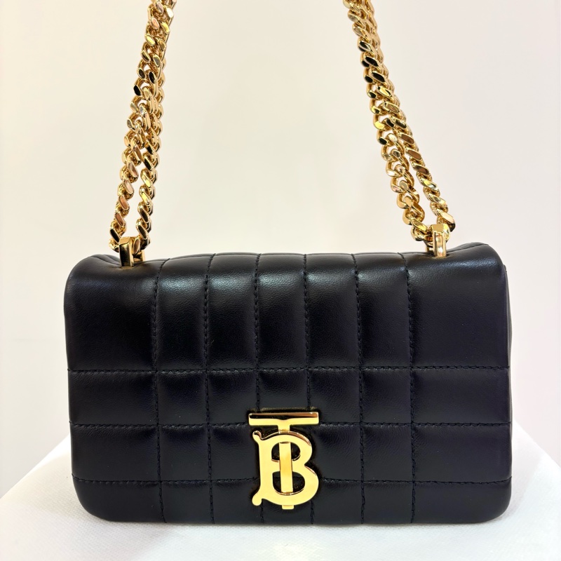 Burberry TB Lola黑牛皮金釦斜背包-0