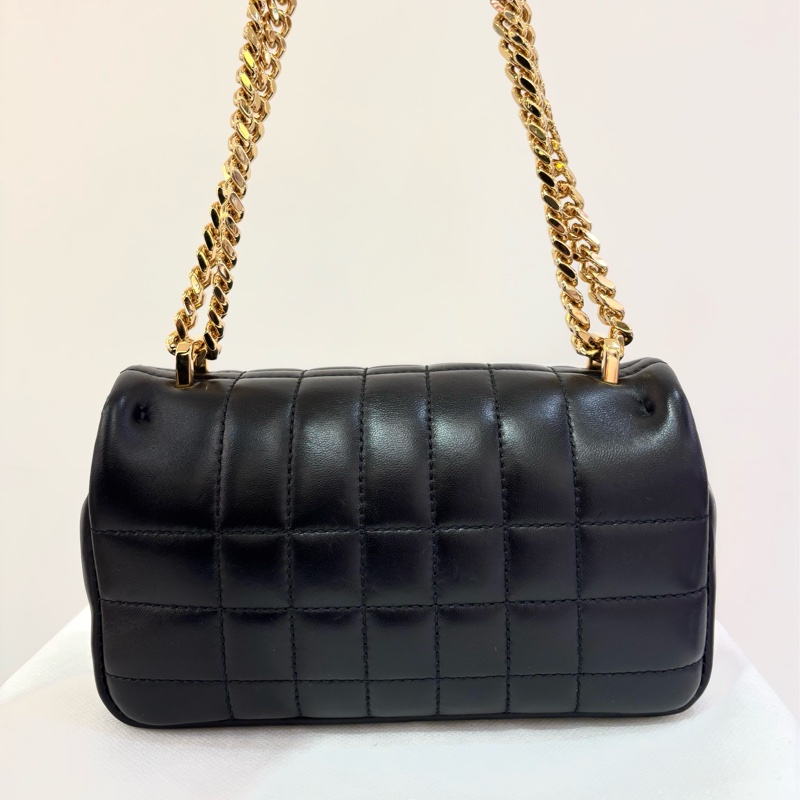 Burberry TB Lola黑牛皮金釦斜背包-1