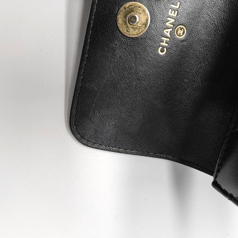 CHANEL 黑色羊皮菱格纹绗缝单肩包 金色五金 配件齐全-11
