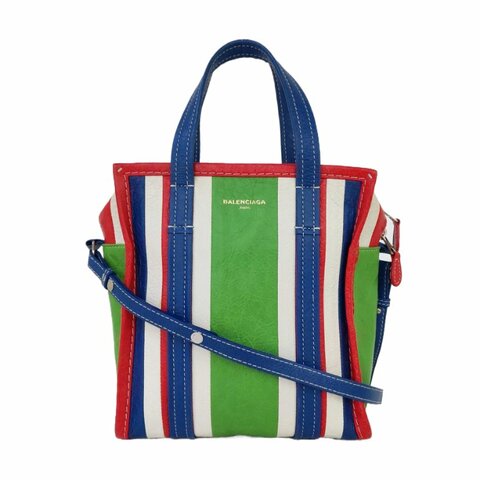 BALENCIAGA Bazar XS綠色羊皮單肩包斜挎包手提包 銀色五金 可拆卸肩帶