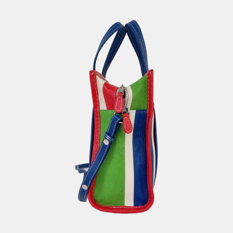 BALENCIAGA Bazar XS綠色羊皮單肩包斜挎包手提包 銀色五金 可拆卸肩帶-2