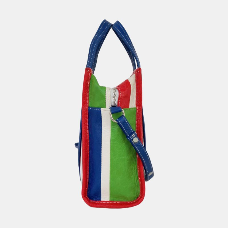 BALENCIAGA Bazar XS綠色羊皮單肩包斜挎包手提包 銀色五金 可拆卸肩帶-3