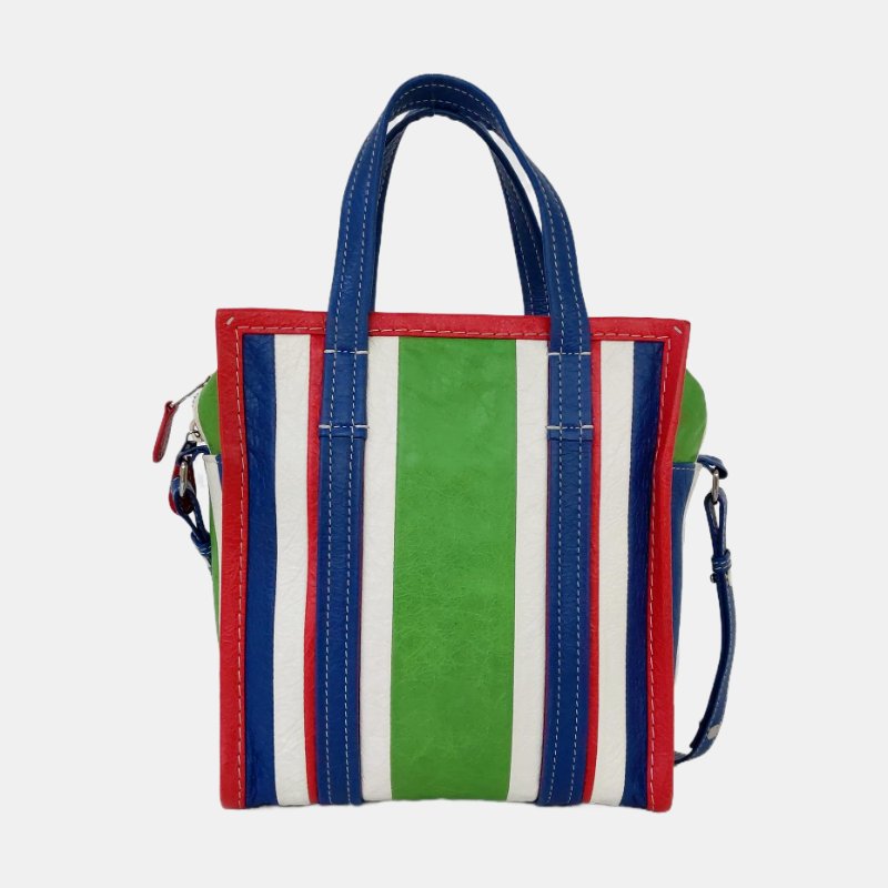 BALENCIAGA Bazar XS綠色羊皮單肩包斜挎包手提包 銀色五金 可拆卸肩帶-4