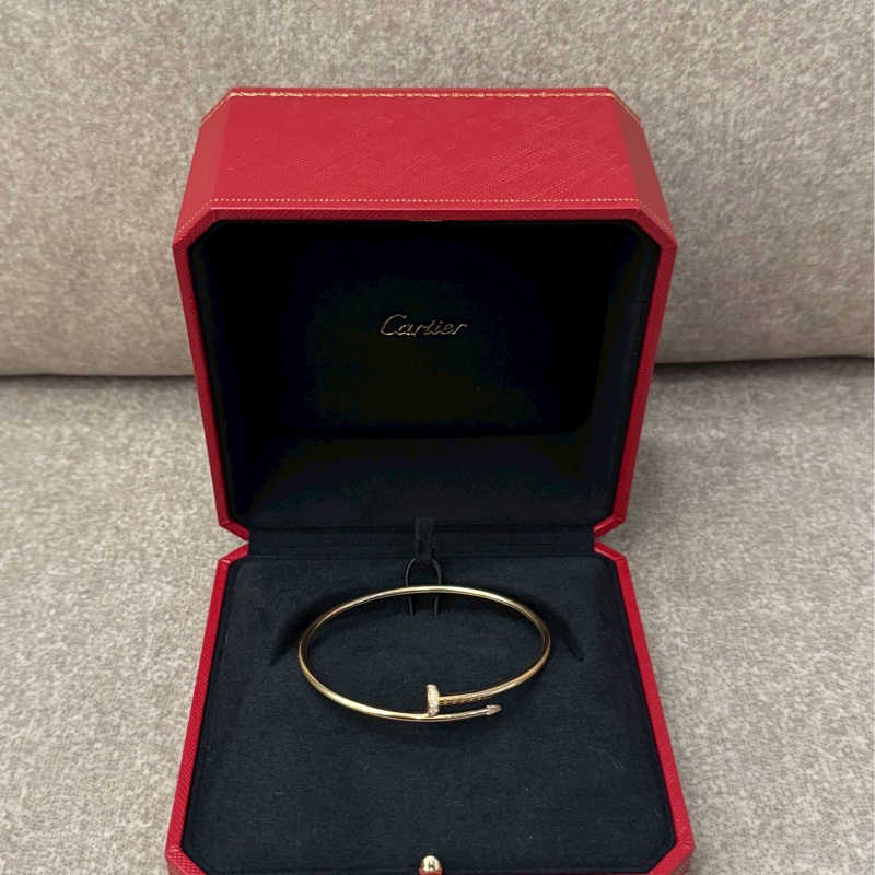 卡地亞半鑽18k金細版釘子手環-0