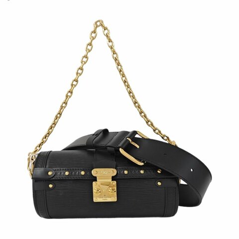 LOUIS VUITTON PAPILLON 19黑色EPI牛皮水波紋巴比龍斜挎包手提包單肩 包金色五金2條可拆卸肩帶 9.8新