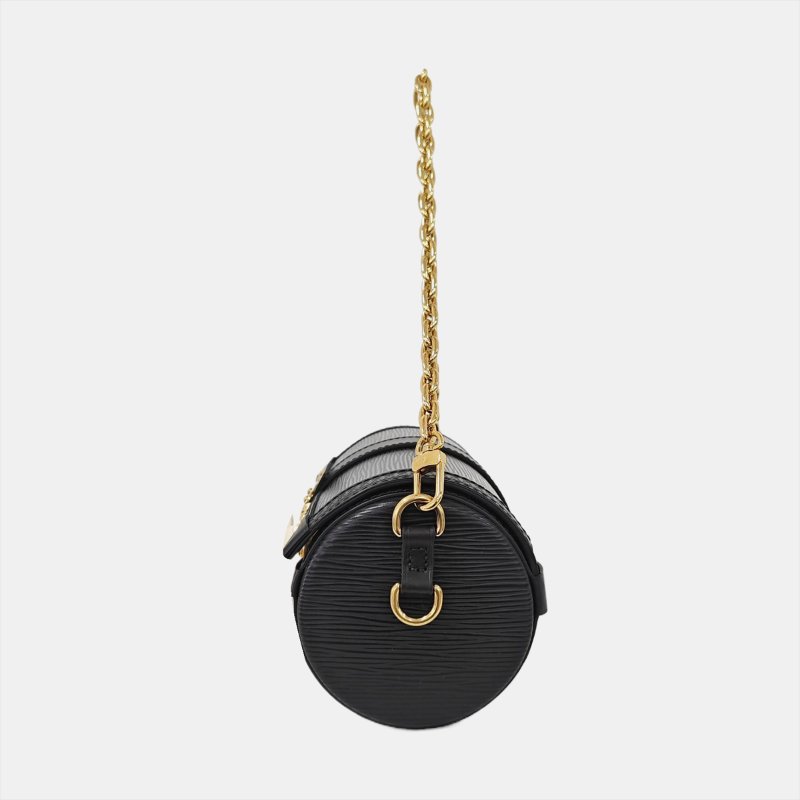 LOUIS VUITTON PAPILLON 19黑色EPI牛皮水波紋巴比龍斜挎包手提包單肩 包金色五金2條可拆卸肩帶 9.8新-2