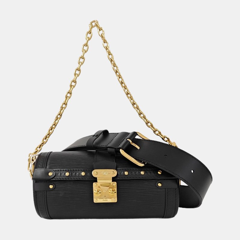 LOUIS VUITTON PAPILLON 19黑色EPI牛皮水波紋巴比龍斜挎包手提包單肩 包金色五金2條可拆卸肩帶 9.8新-7