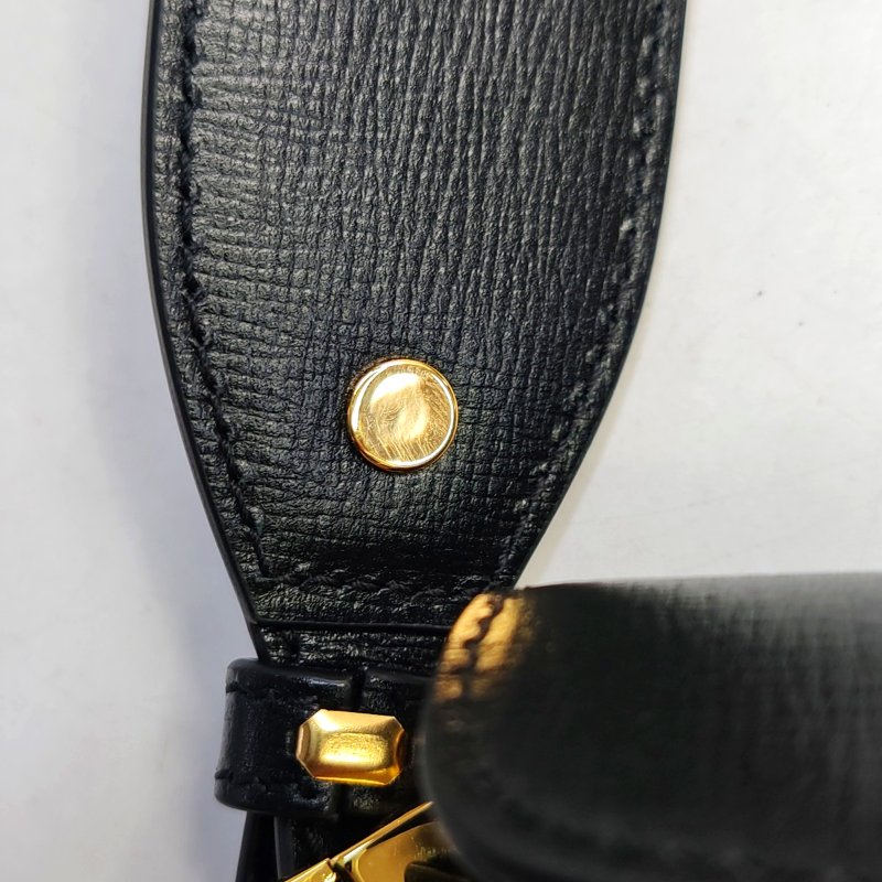 GUCCI Horsebit 1955 迷你 黑色牛皮條紋織帶馬銜扣單肩包 黑色五金 2條可拆卸肩帶 9.8新-9