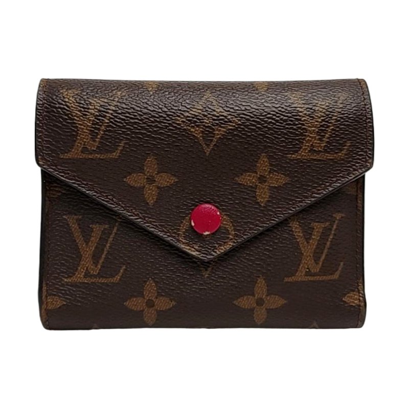 LOUIS VUITTONVICTORINE棕色塗層帆布老花錢包金色五金-0