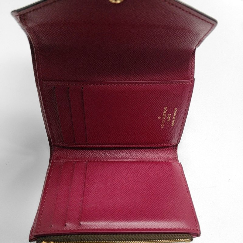LOUIS VUITTONVICTORINE棕色塗層帆布老花錢包金色五金-6