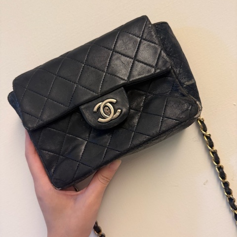 香奈兒小羊皮方胖子鏈條包