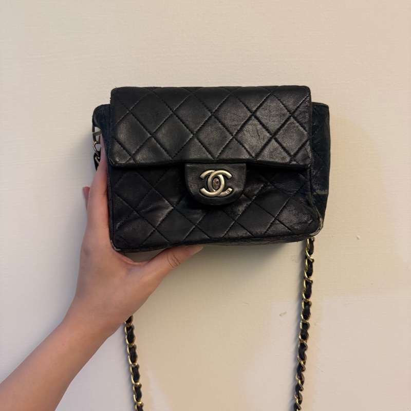 香奈兒小羊皮方胖子鏈條包-7