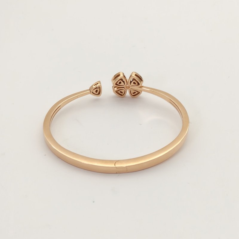 BVLGARI 18K玫瑰金鑽石玫瑰金Fiorever詠綻系列滿鑽開口手鐲S18K/手鍊/手環-2