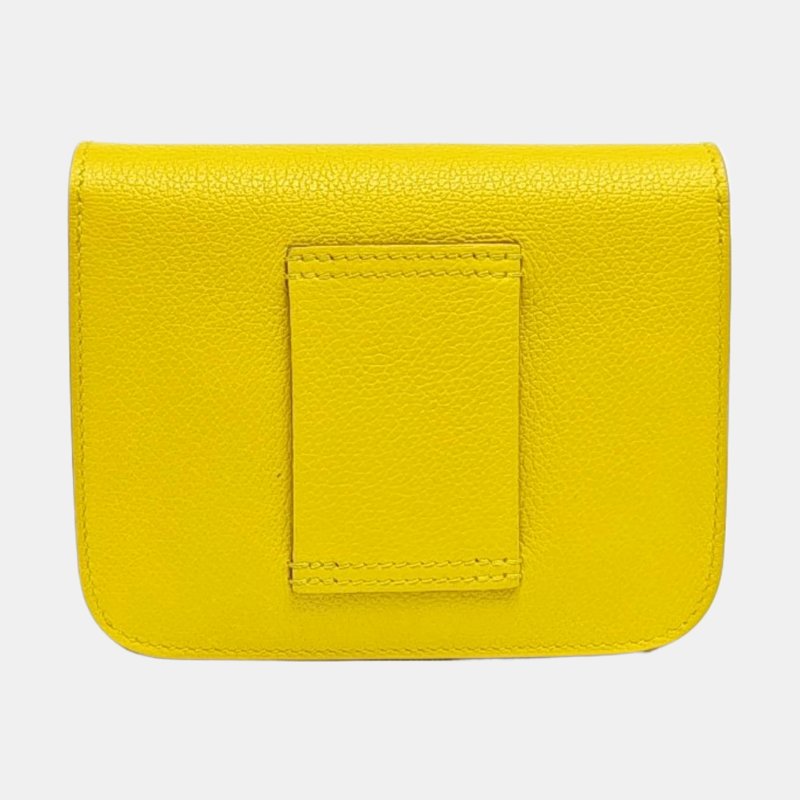 HERMES Constance Slim那不勒斯黃Evercolor牛皮康康包零錢包金色五金U刻子袋配件齊全9.8新-4