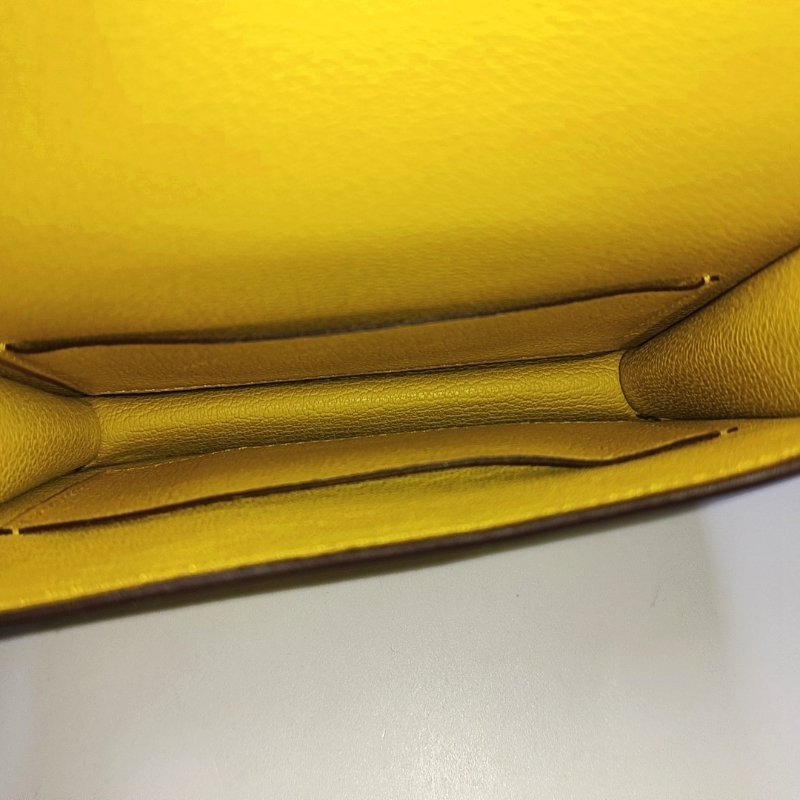 HERMES Constance Slim那不勒斯黃Evercolor牛皮康康包零錢包金色五金U刻子袋配件齊全9.8新-6