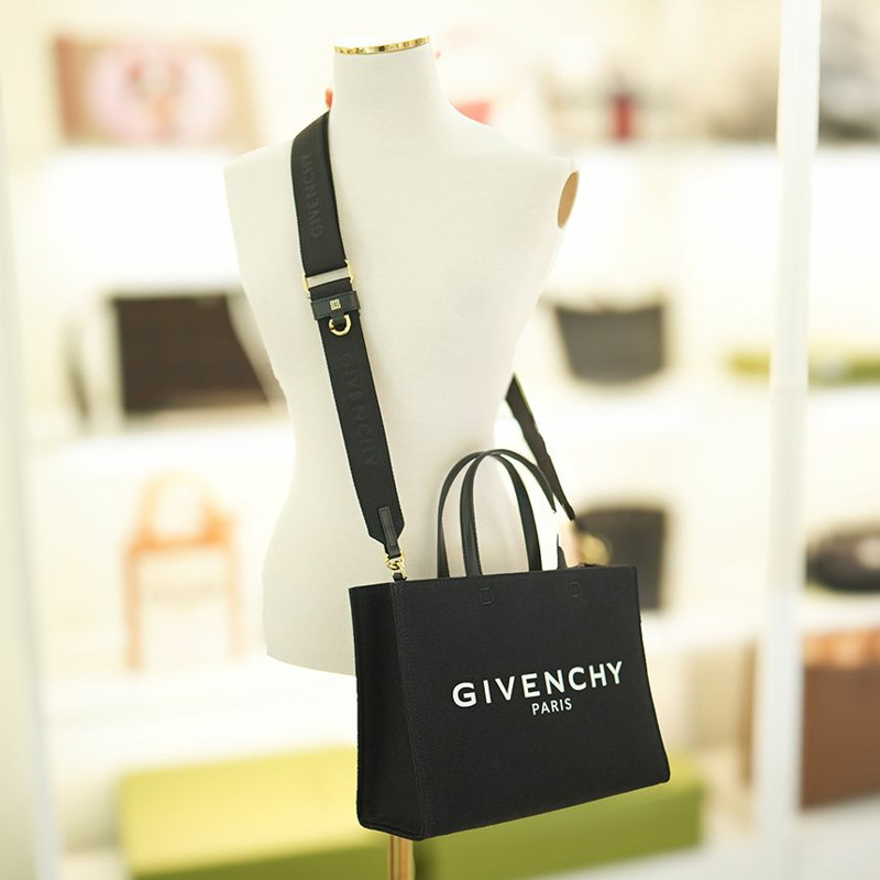 GIVENCHY 女士小號托特包 黑色帆布 BB50UEB1F1 001 兩用包 斜背包 奢華包-0