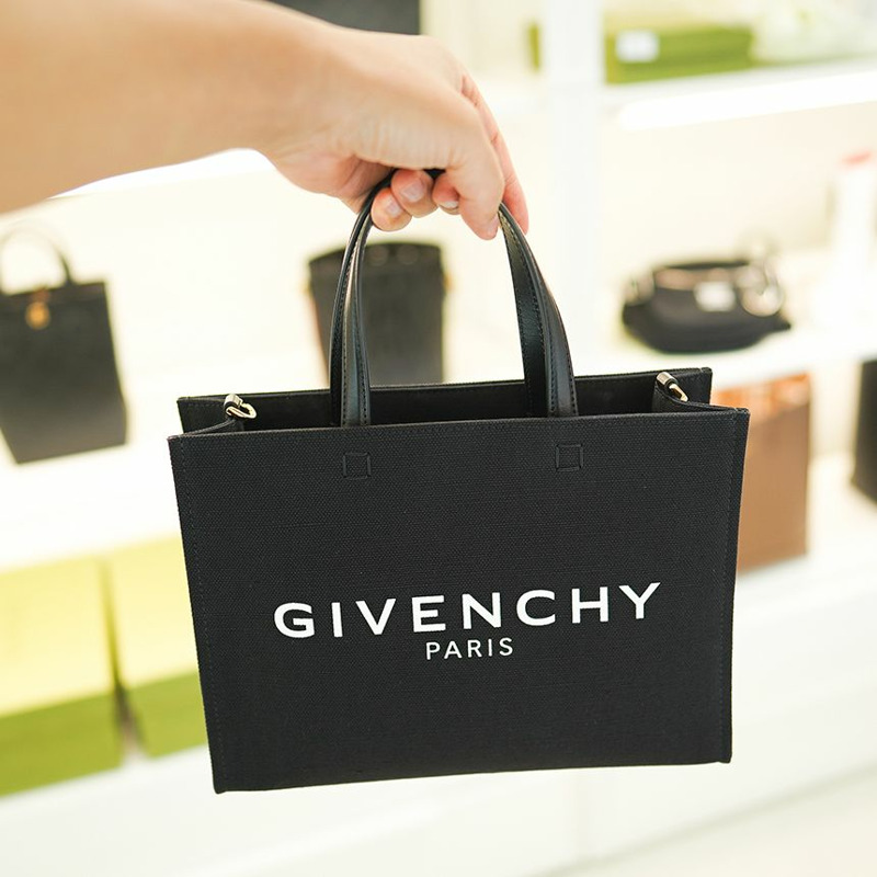 GIVENCHY 女士小號托特包 黑色帆布 BB50UEB1F1 001 兩用包 斜背包 奢華包-1