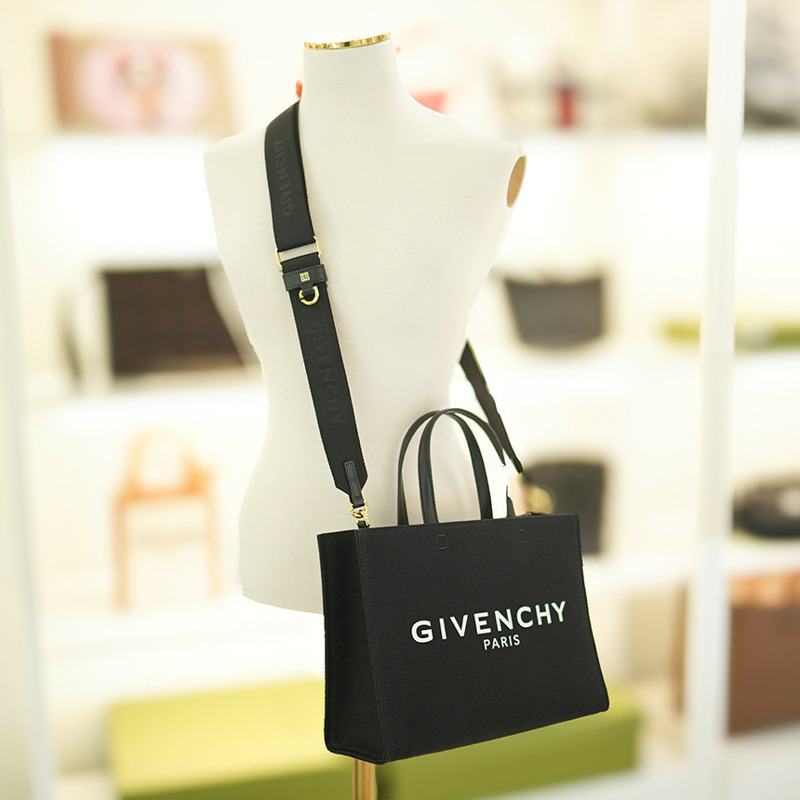 GIVENCHY 女士小號托特包 黑色帆布 BB50UEB1F1 001 兩用包 斜背包 奢華包-5
