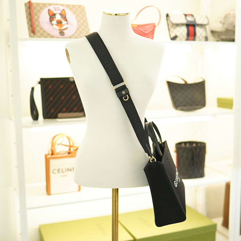 GIVENCHY 女士小號托特包 黑色帆布 BB50UEB1F1 001 兩用包 斜背包 奢華包-6