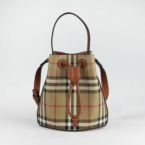 BURBERRY 迷你格紋抽繩水桶包 8109794