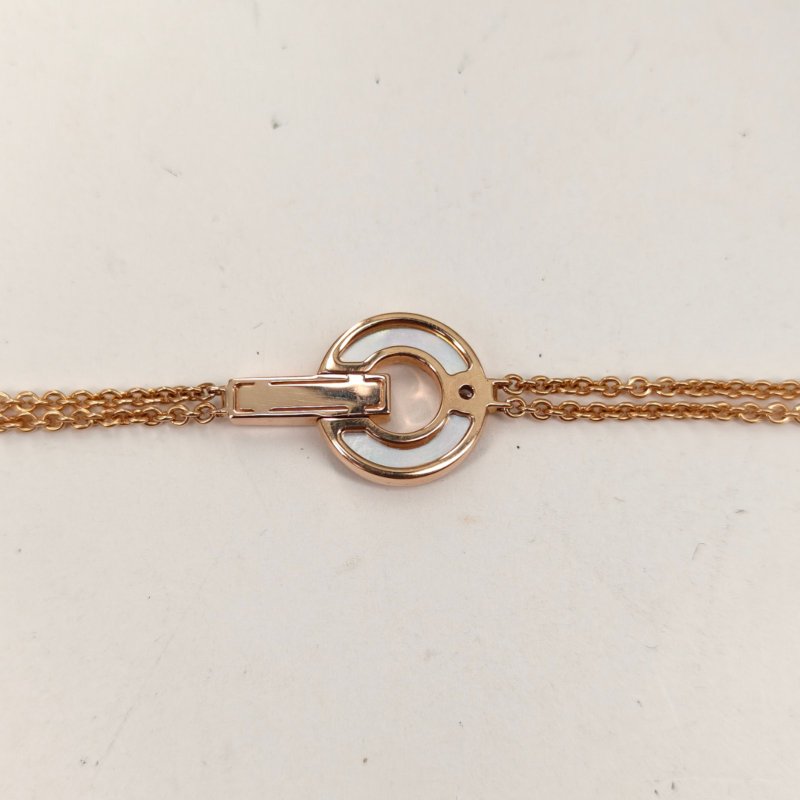 BVLGARI 18K玫瑰金鑽石白貝母玫瑰金BVLGARIBVLGARI銅錢單鑽手鏈18K//手鍊／手環-2