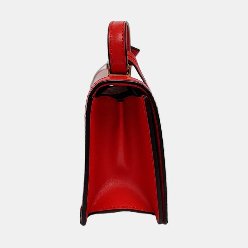 LOEWE Barcelona紅色牛皮單肩包斜挎包金色五金可拆卸肩帶-3