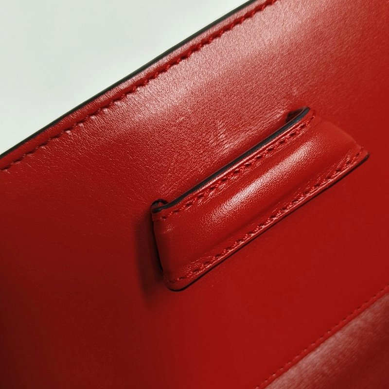 LOEWE Barcelona紅色牛皮單肩包斜挎包金色五金可拆卸肩帶-11