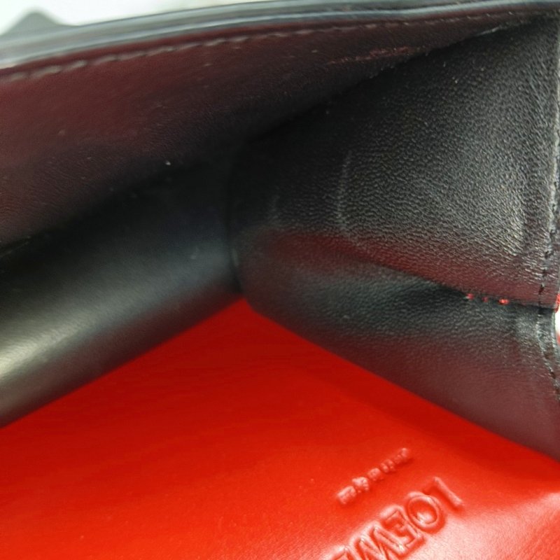 LOEWE Barcelona紅色牛皮單肩包斜挎包金色五金可拆卸肩帶-14