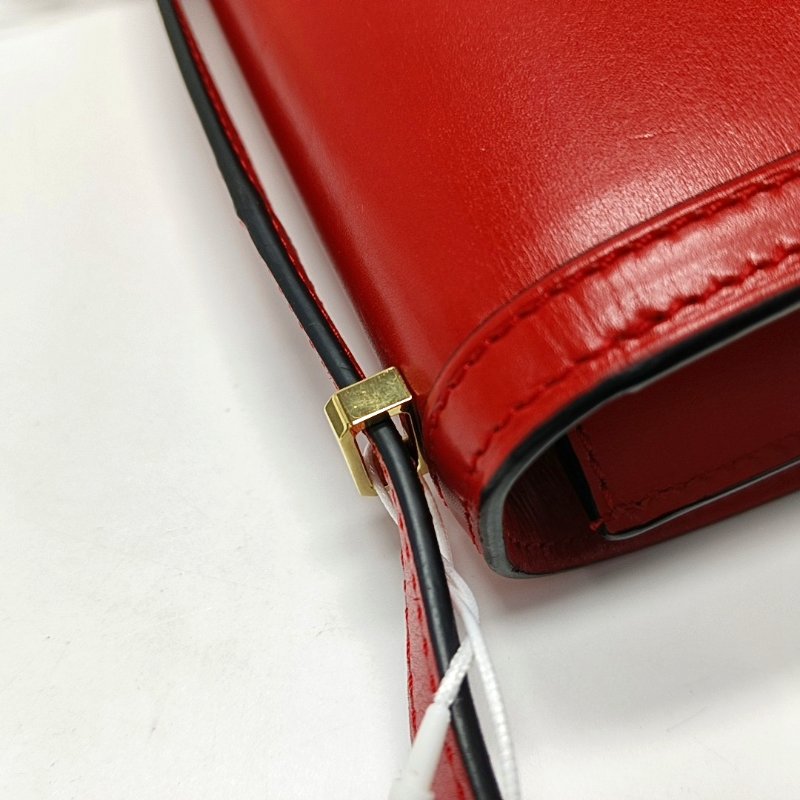 LOEWE Barcelona紅色牛皮單肩包斜挎包金色五金可拆卸肩帶-15