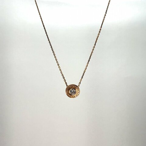 Cartier 18K玫瑰金鑽石玫瑰金d'Amour飛碟項鏈滿鑽18k金20分鑽項鏈18K/項鍊