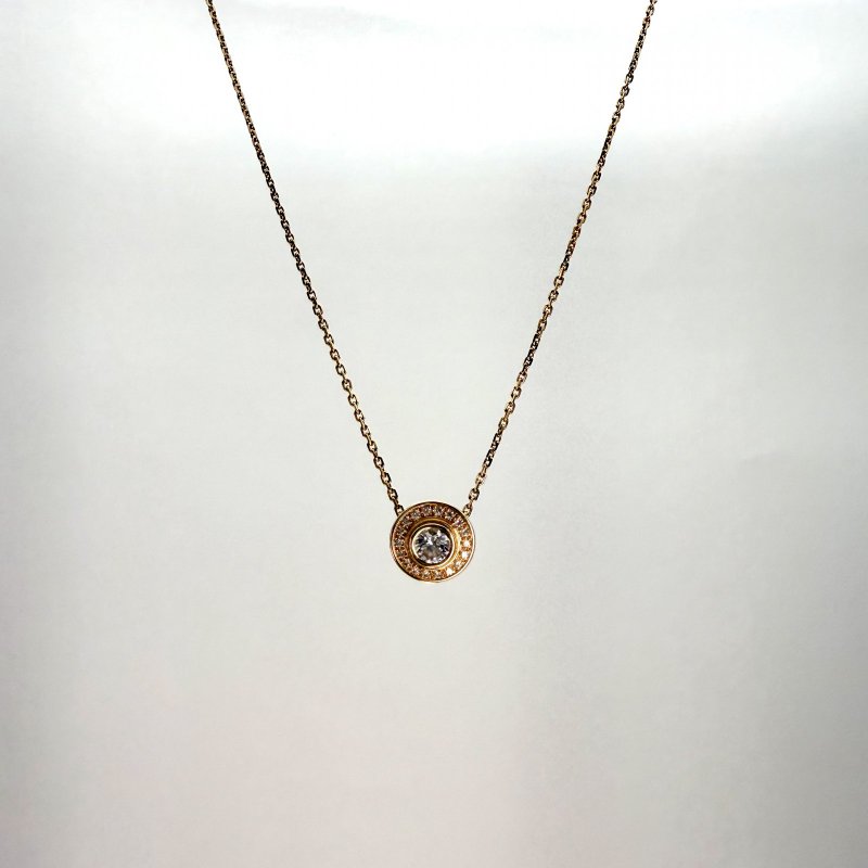 Cartier 18K玫瑰金鑽石玫瑰金d'Amour飛碟項鏈滿鑽18k金20分鑽項鏈18K/項鍊-0