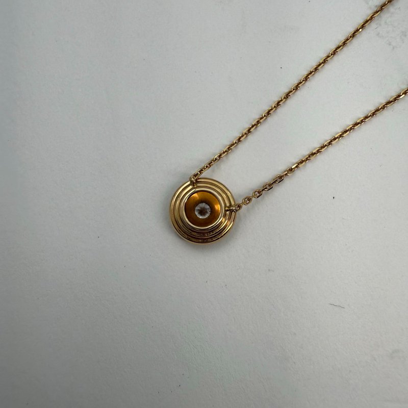 Cartier 18K玫瑰金鑽石玫瑰金d'Amour飛碟項鏈滿鑽18k金20分鑽項鏈18K/項鍊-3