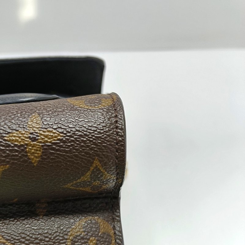 LOUIS VUITTONVICTOIRE 棕色塗層帆布老花單肩包斜挎包 金色五金 9.8新-8