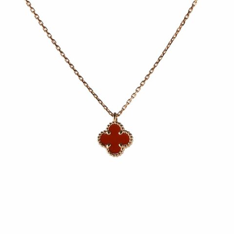 Van Cleef & Arpels SweetAlhambra小號單花項鏈新扣18K玫瑰金/紅玉髓項鏈玫瑰金項鍊