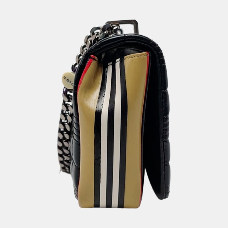 BURBERRY Lola 小號黑色皮革絎縫TB斜挎包單肩包 銀色五金-3