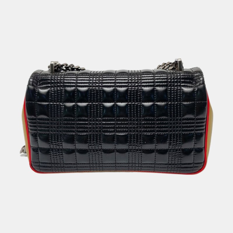 BURBERRY Lola 小號黑色皮革絎縫TB斜挎包單肩包 銀色五金-4