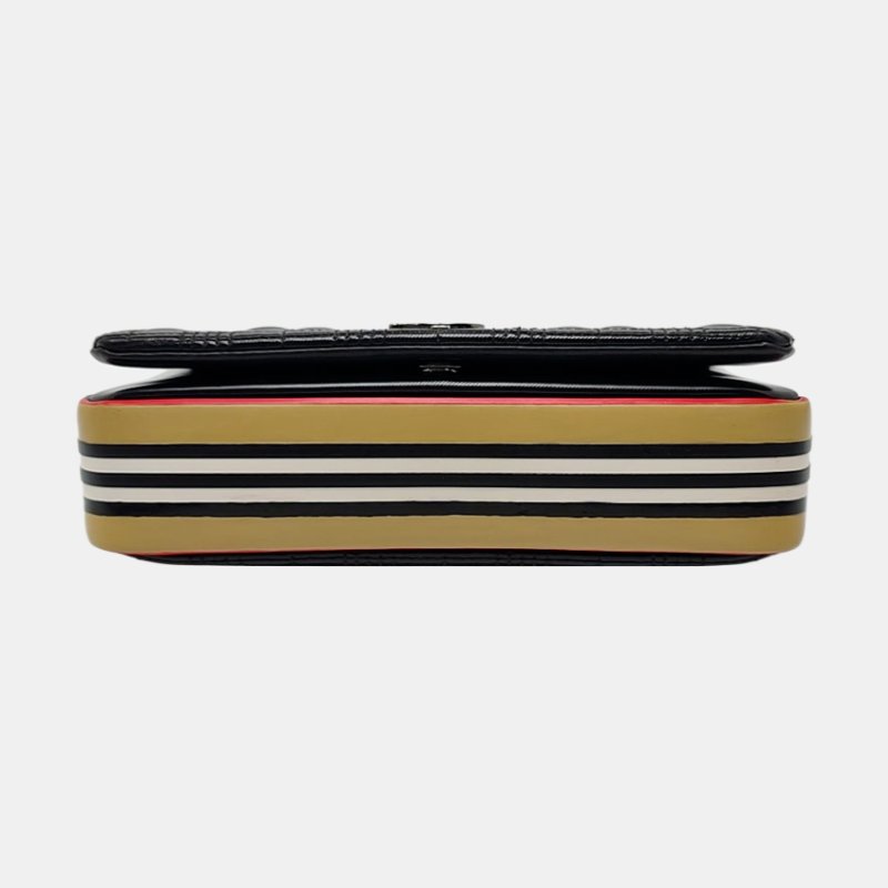 BURBERRY Lola 小號黑色皮革絎縫TB斜挎包單肩包 銀色五金-5