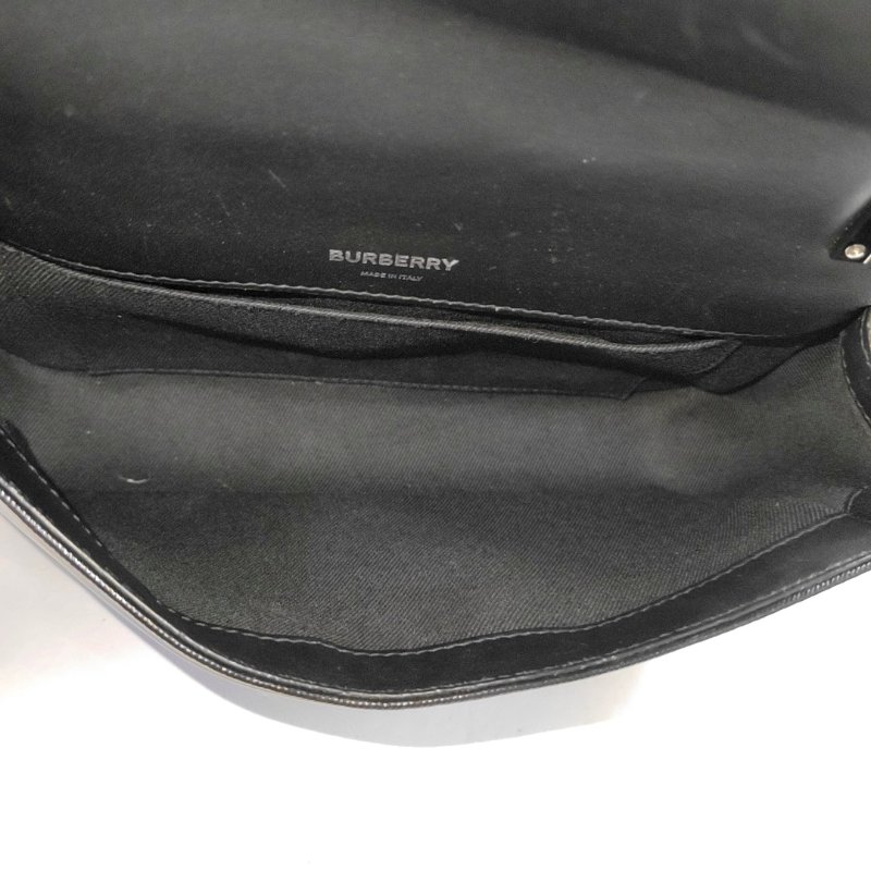 BURBERRY Lola 小號黑色皮革絎縫TB斜挎包單肩包 銀色五金-6