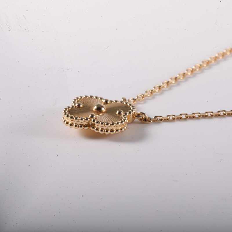 Van Cleef & Arpels VintageAlhambra中號單花項鏈鐳射18K黃金項鏈黃金項鍊-1