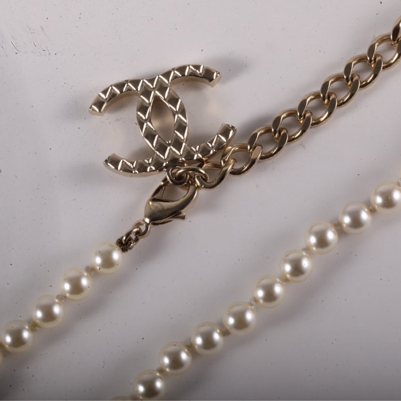 CHANEL 合金衣架包珍珠項鏈項鍊-4