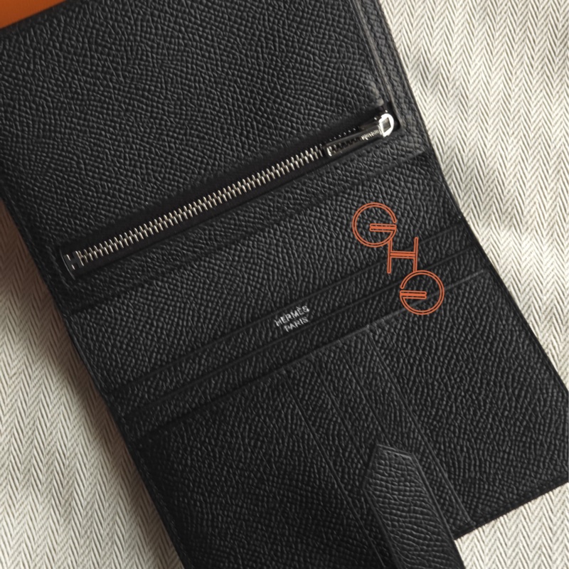 愛馬仕bearn compact 短錢包/ 黑銀（全新品）-2