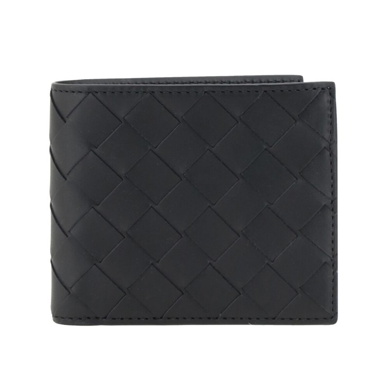【BOTTEGA VENETA 寶緹嘉】BV Intrecciato Bi-Fold 牛皮 經典編織 短夾 零錢包 卡夾 皮夾 黑色 749412-0
