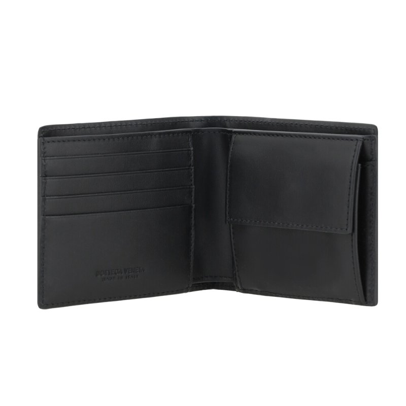 【BOTTEGA VENETA 寶緹嘉】BV Intrecciato Bi-Fold 牛皮 經典編織 短夾 零錢包 卡夾 皮夾 黑色 749412-4