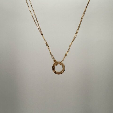 Cartier LOVE18K金小餅鑲嵌2顆鑽石項鏈18K玫瑰金/鑽石項鏈玫瑰金項鍊