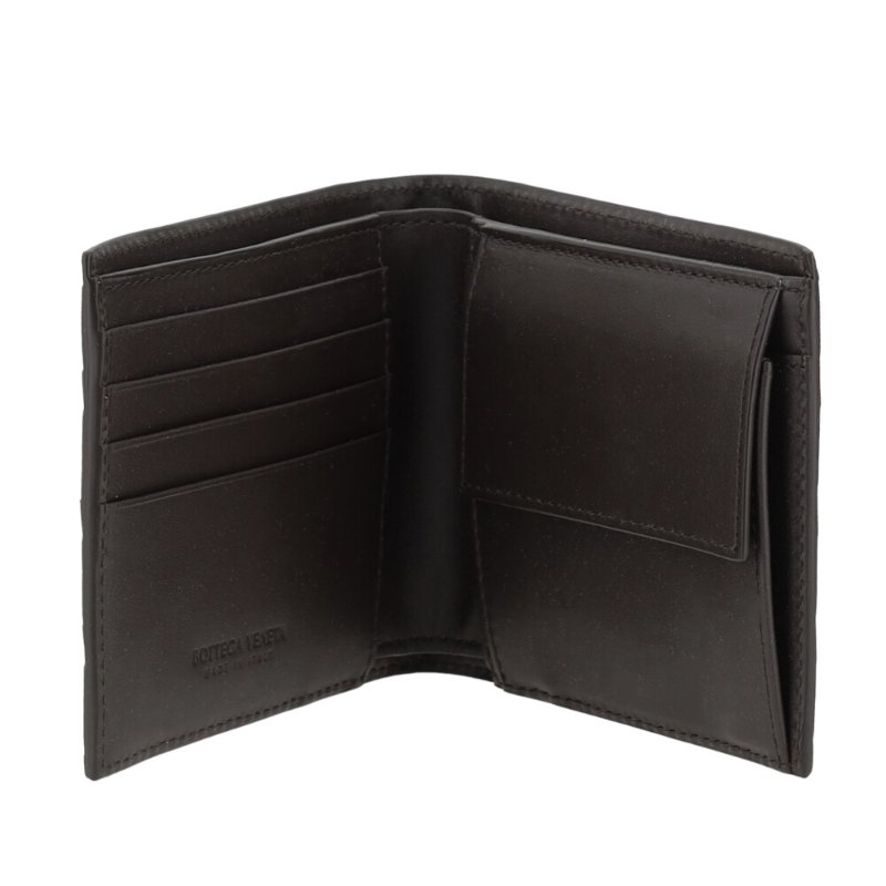 【BOTTEGA VENETA 寶緹嘉】BV Intrecciato Bi-Fold 牛皮 經典編織 短夾 零錢包 卡夾 皮夾 深巧克力色 749412-4