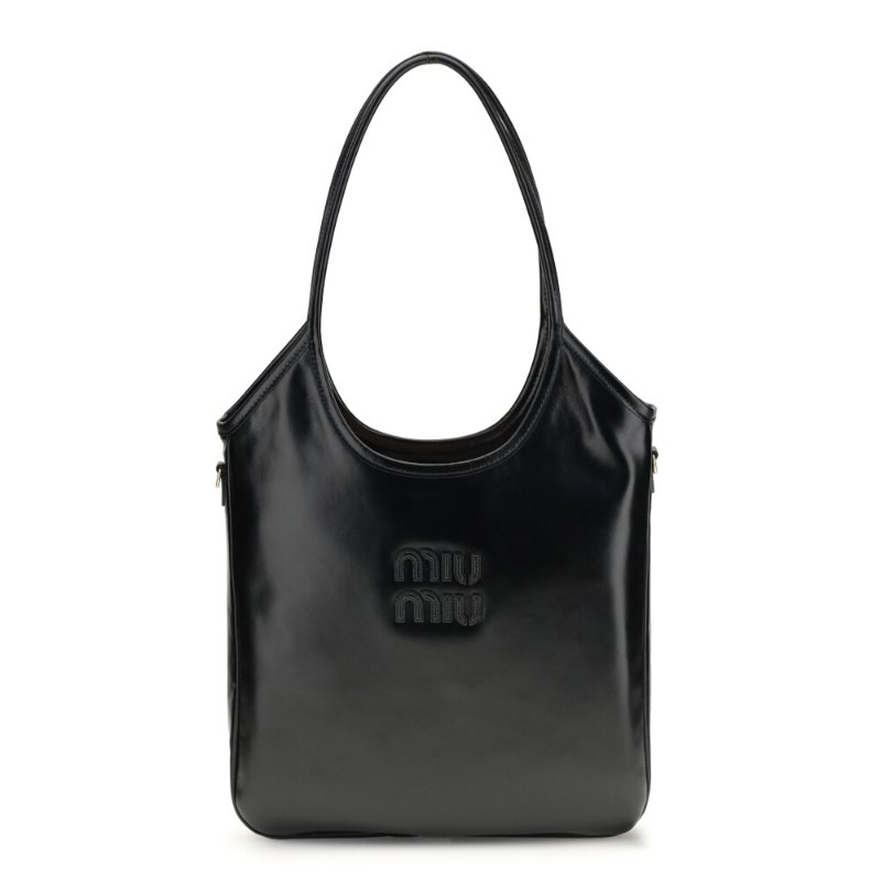 【MIU MIU】Ivy 皮革 手袋 托特包 肩背包 全黑色 5BG231-0