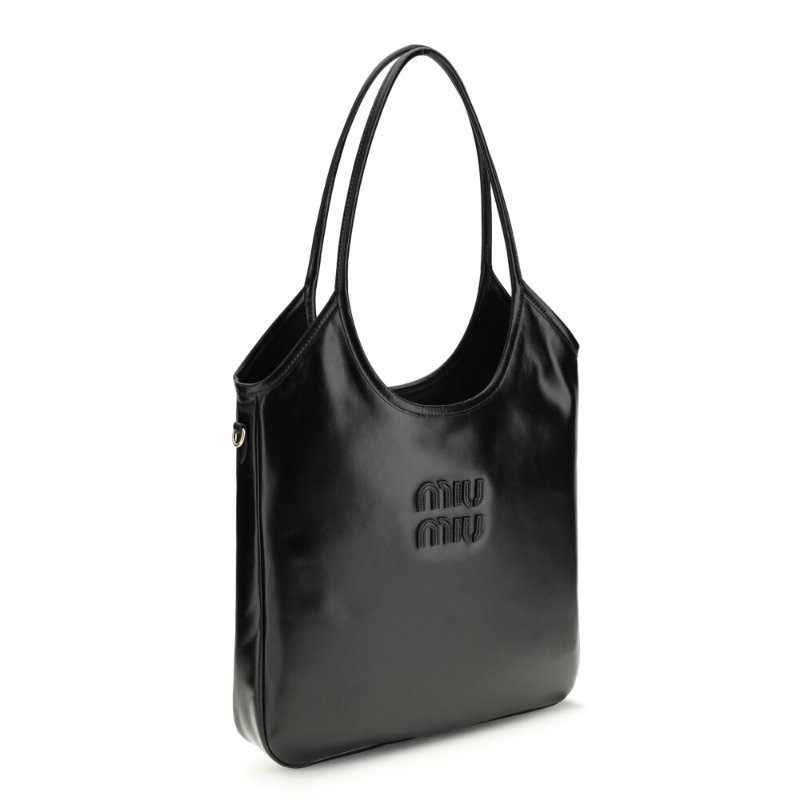 【MIU MIU】Ivy 皮革 手袋 托特包 肩背包 全黑色 5BG231-1